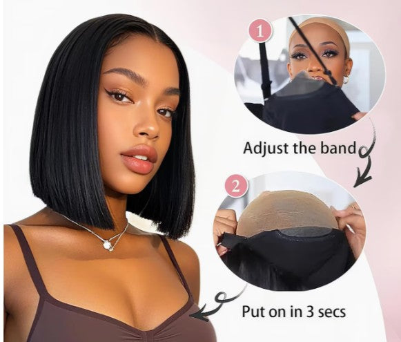 Women's Glueless Human Hair Bob Wig – 4×4 HD Lace Front | 250% Density