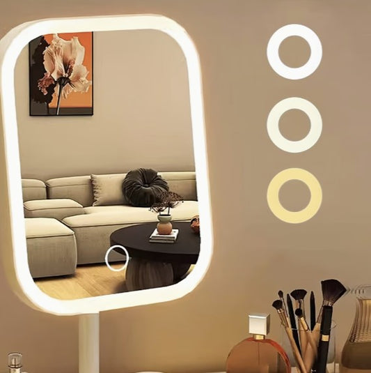 LED Makeup Mirror – Portable Folding Vanity Mirror with Lights & USB Recharge