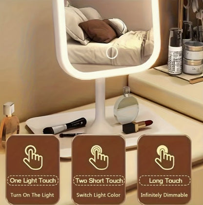 LED Makeup Mirror – Portable Folding Vanity Mirror with Lights & USB Recharge