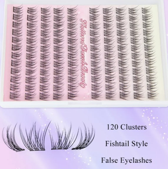 120-Piece False Eyelash Kit – Natural C-Curve Cluster Lashes | Self Adhesive, 10-12mm