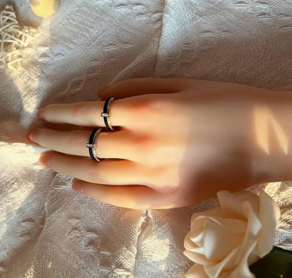 Double Hoop Ring | Stainless Steel Black Ceramic