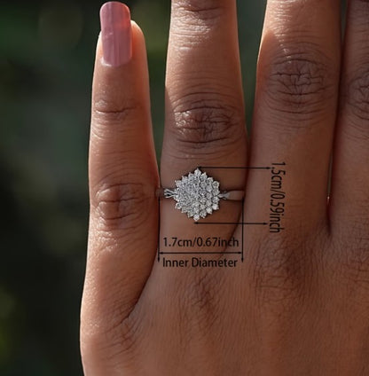 Snowflake CZ Ring | Sterling Silver Plated Stanless Steel