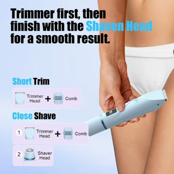 Women's 2-in-1 Electric Bikini Trimmer & Shaver – Waterproof, 400mAh USB Rechargeable